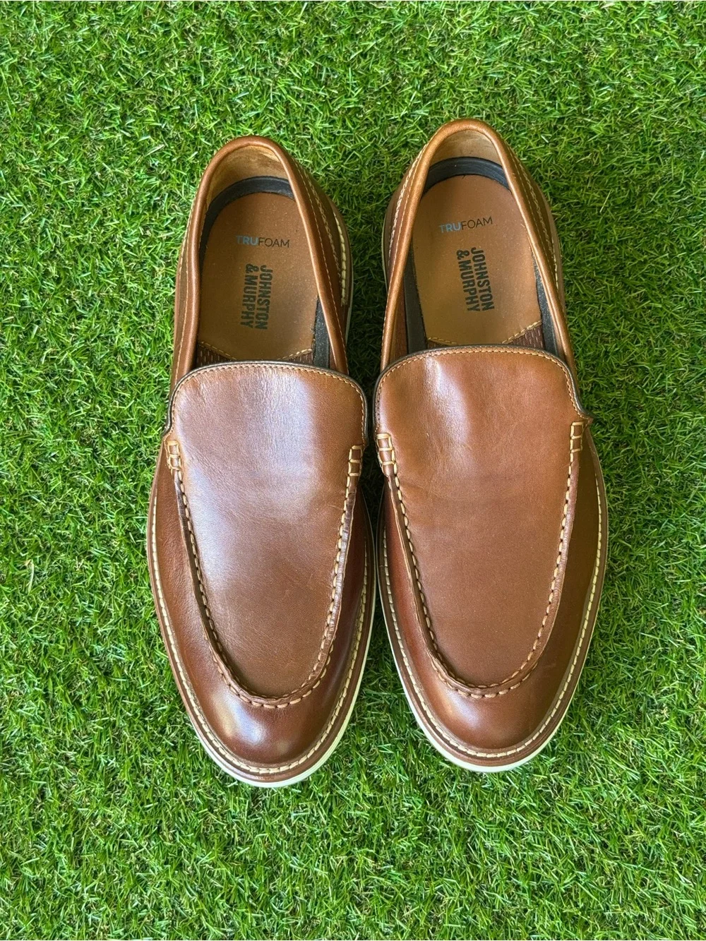 Johnston & Murphy Tan Leather Slip-On Moccasin Loafers